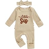 allshope Infant Baby Girl Fall Outfit Sweatshirt Romper Little Sister Lil Sis Long Sleeve Jumpsuit Newborn Clothes