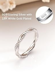 Oivley Wedding Band for Women Twisted Rope 925