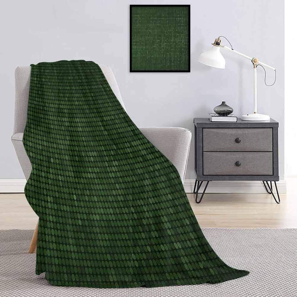 Forest Green Bed Flannel Blanket Spotty Pattern with Symmetric Little