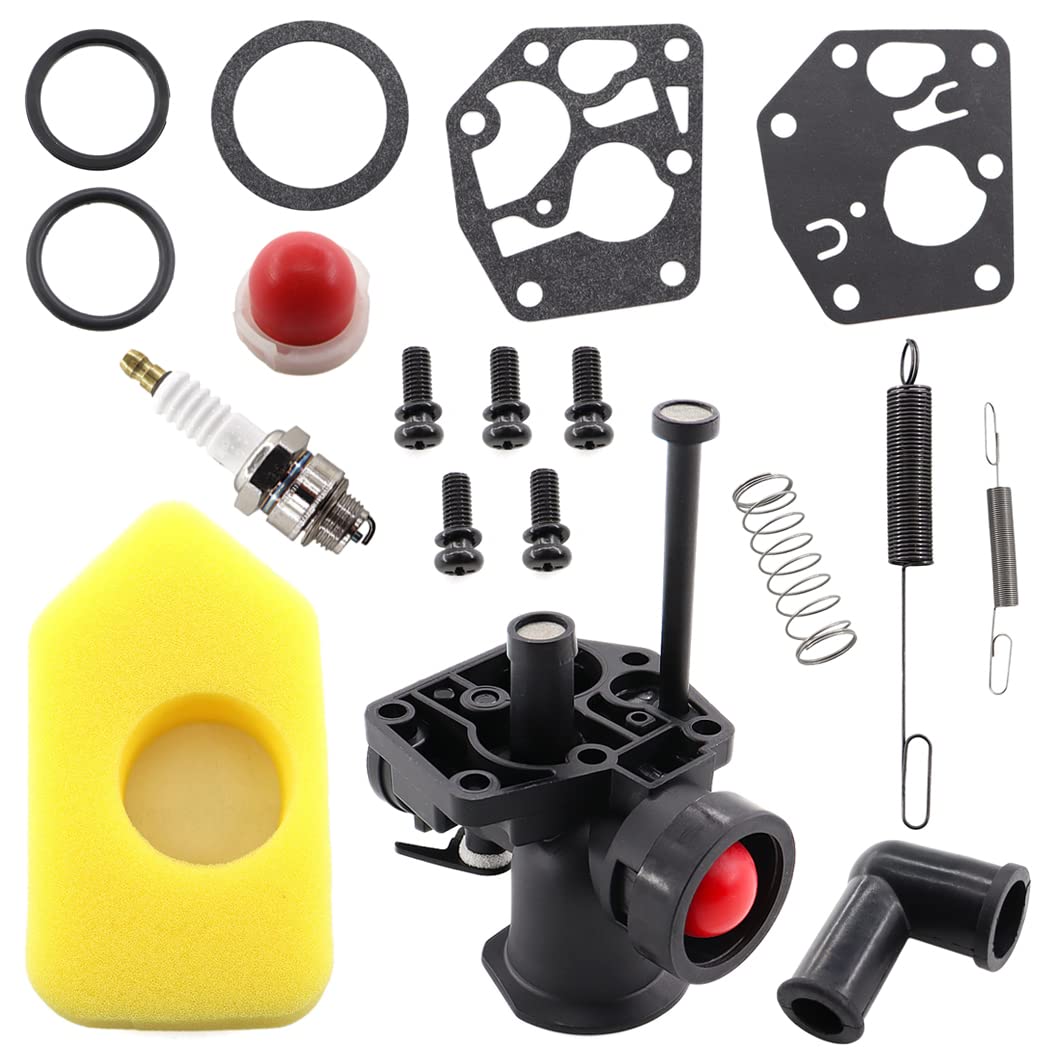 MCHNIC Carburetor Kit for Briggs & Stratton 497619 499809 498809 498809A 494406 Lawnmower and Air Filter 698369 Regulator Spring 691859 692211 Membrane 795083 495770