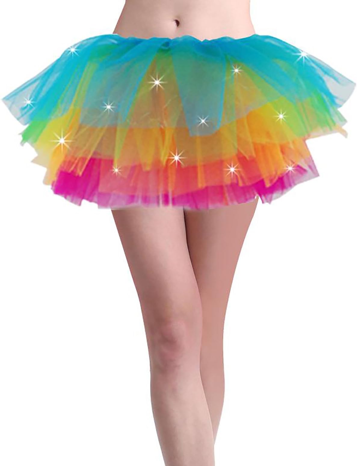 Cidyrer Tutus for Women Light Up Neon LED Rainbow Tutu Skirt