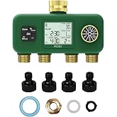 MOES 4 Zone Water Timer, Brass Fittings, Sequential Watering, No Wi-Fi | 4 Independently Programmable Outlets With 3/4 In Brass Fittings, Sequential Watering, Rain Delay, And No Wi-Fi.