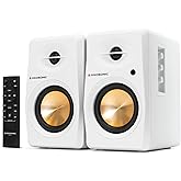 Prosonic BT30 Powered Bluetooth Bookshelf Speakers, Studio Monitor, Home Theater, Turntable, with Optical Input, Coaxial Input, Aux Inputs, 4" Woofer 40W x 2, (White)