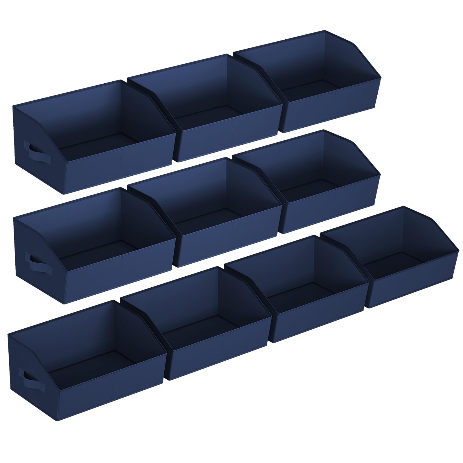 Homsorout Closet Baskets for Shelves Trapezoid - Decorative Storage Baskets with Handle, Closet Bins for Organization, Shelf Storage Bins for Clothes, Books, Home, Office, 10 Pack, Navy Blue Image