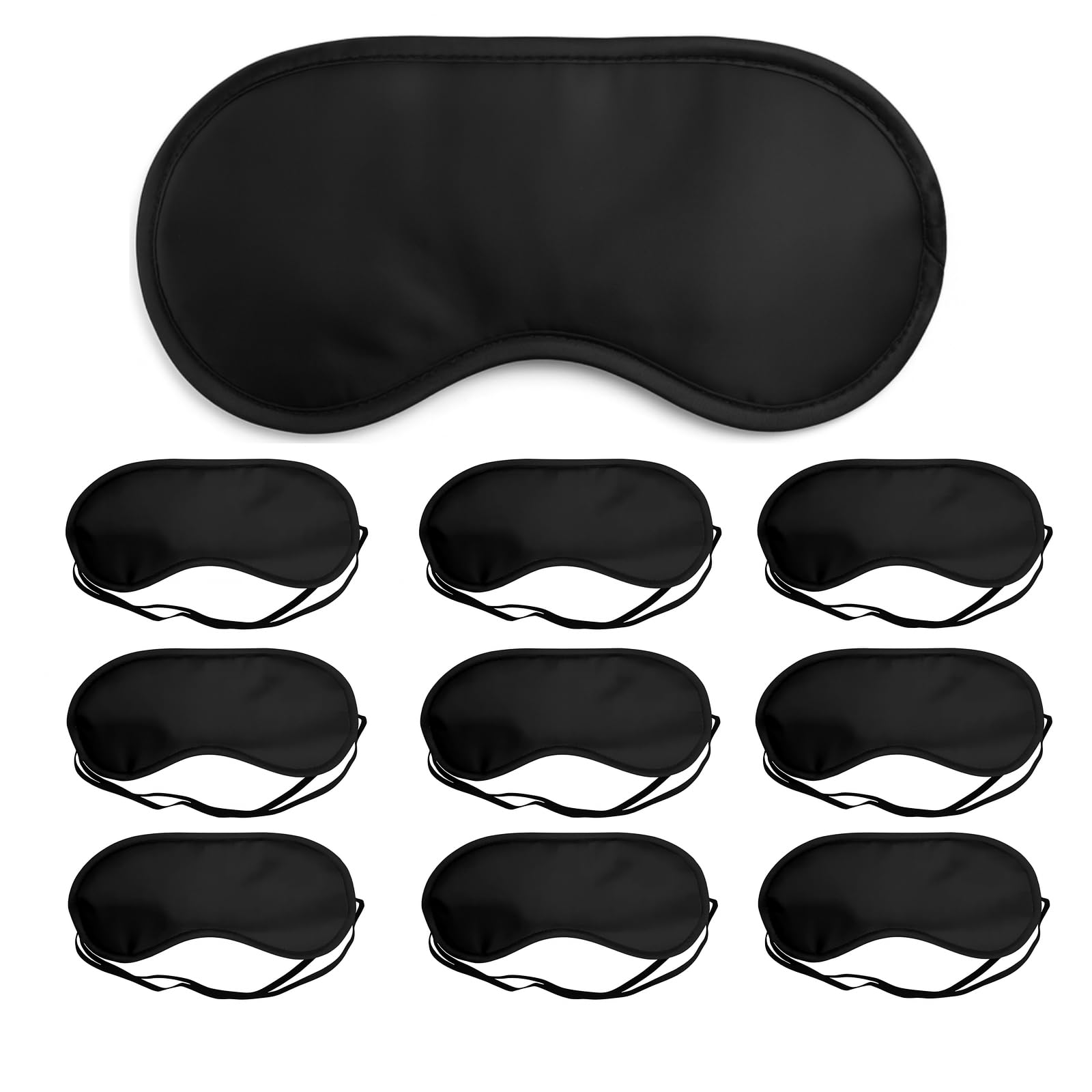 AKORD Sleep Eye Mask Pack of 10 – Soft Black for Travel, Sleeping, Meditation, Light Blocking Comfort