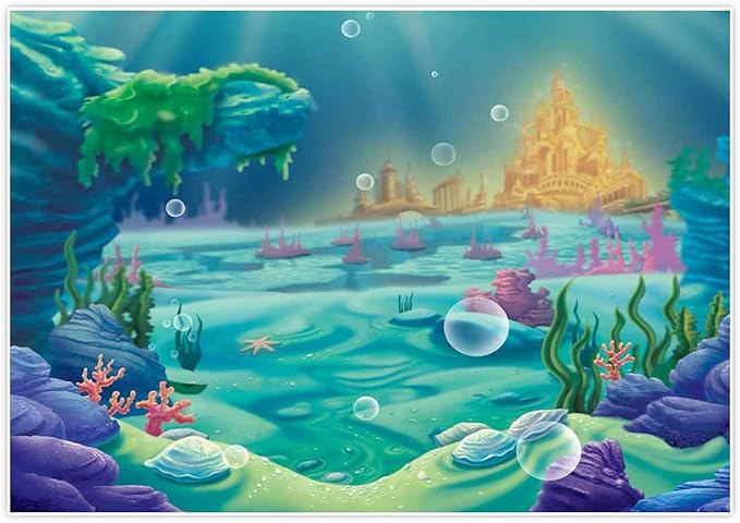 Amazon Com Allenjoy 7x5ft Fabric Backdrop Under The Sea Mermaid Ocean Nautical Birthday Party Banner Photo Studio Booth Photography Background Newborn Baby Shower Photocall Camera Photo