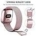 iGK Milanese Replacement Bands Compatible for Fitbit Versa/Versa Lite Edition, Stainless Steel Milanese Loop Metal Mesh Bracelet Unique Magnet Lock Wristbands Rosepink Small