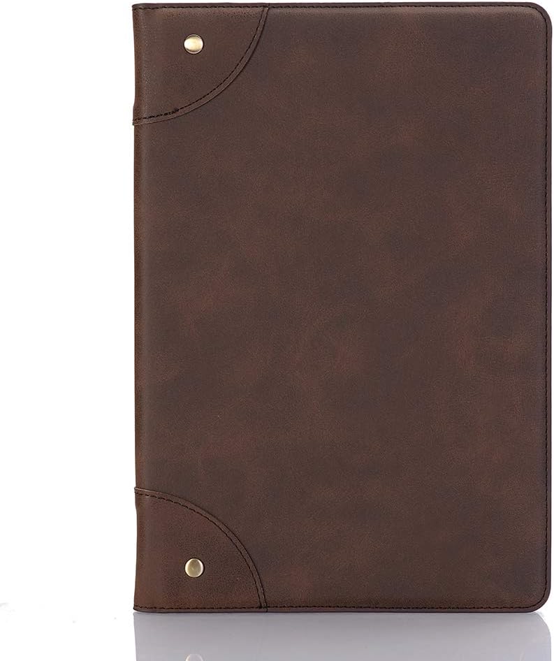 Hulorry Huawei M5 Lite 10.1 Case, Retro PU Leather Protective Case with Credit Card Slots & Stand, Slim Lightweight Back Protective Case Shockproof for MediaPad M5 Lite 10.1 Inch Huawei - Dark Brown