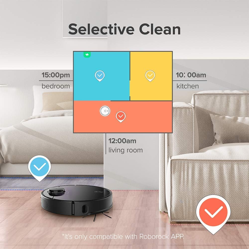 Roborock S4 Robot Vacuum, Precision Navigation, 2000Pa Strong Suction, Robotic Vacuum Cleaner with Mapping, Ideal for Pet Hair, Low-Pile Carpets & Most Floor Types -