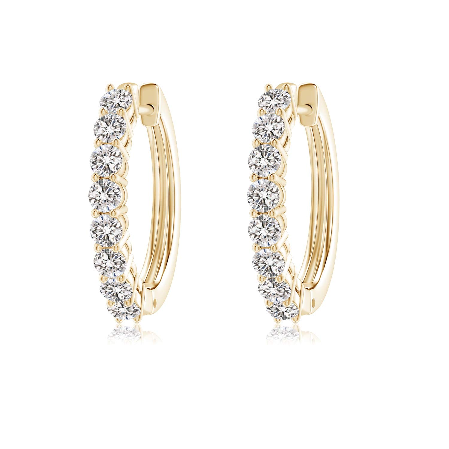 Airline-Set Diamond Hinged Hoop Earrings (2.5mm Diamond)