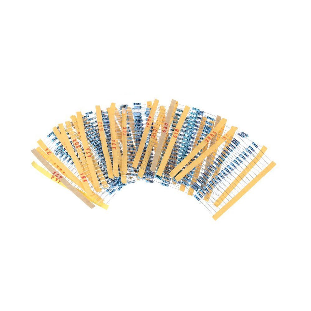DollaTek 200PCS 1W Watt 1% Metal Film Resistors Assorted Kit Set 20 Values (10 ohm~ 1M ohm)