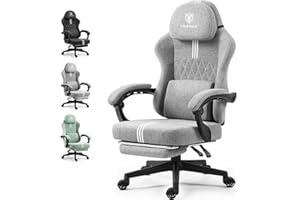 Meenice Gaming Chair, Ergonmic Gaming Chairs for Adults Big and Tall with Pocket Spring Cushion, Footrest and Massage Lumbar 