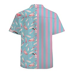 Blue Flamingo Mens Funny Hawaiian Shirts 3D Graphic