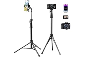 Eicaus 88'' Flexible Cell Phone Tripod with 14.95'' Gooseneck, Phone Mount and Remote, Overhead Tall Phone Stand＆Selfie Stick for Video Recording, Compatible with iPhone Android, Camera