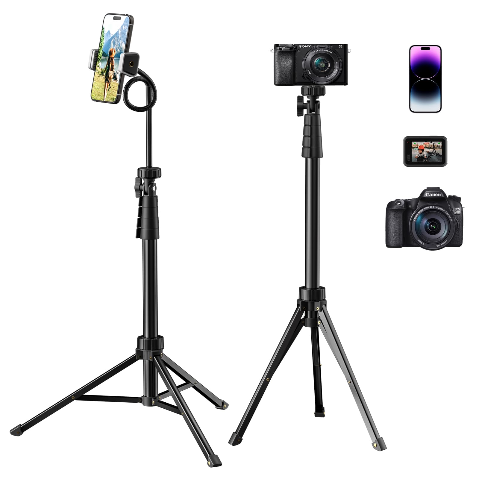 Photo 1 of Eicaus 88'' Flexible Cell Phone Tripod with 14.95'' Gooseneck, Phone Mount and Remote, Overhead Tall Phone Stand?Selfie Stick for Video Recording, Compatible with iPhone Android, Camera