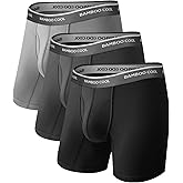 BAMBOO COOL Men's Ultra-Soft Breathable Boxer Briefs 3-Pack - Moisture Wicking Underwear | Comfort Fit, Tagless
