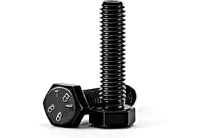 M8-1.25 x 40mm Heavy Duty Hexagon Bolts Hex Head Screws, 8.8 Grade Alloy Steel, Black Oxide Finish, Metric Machine Fully Thre
