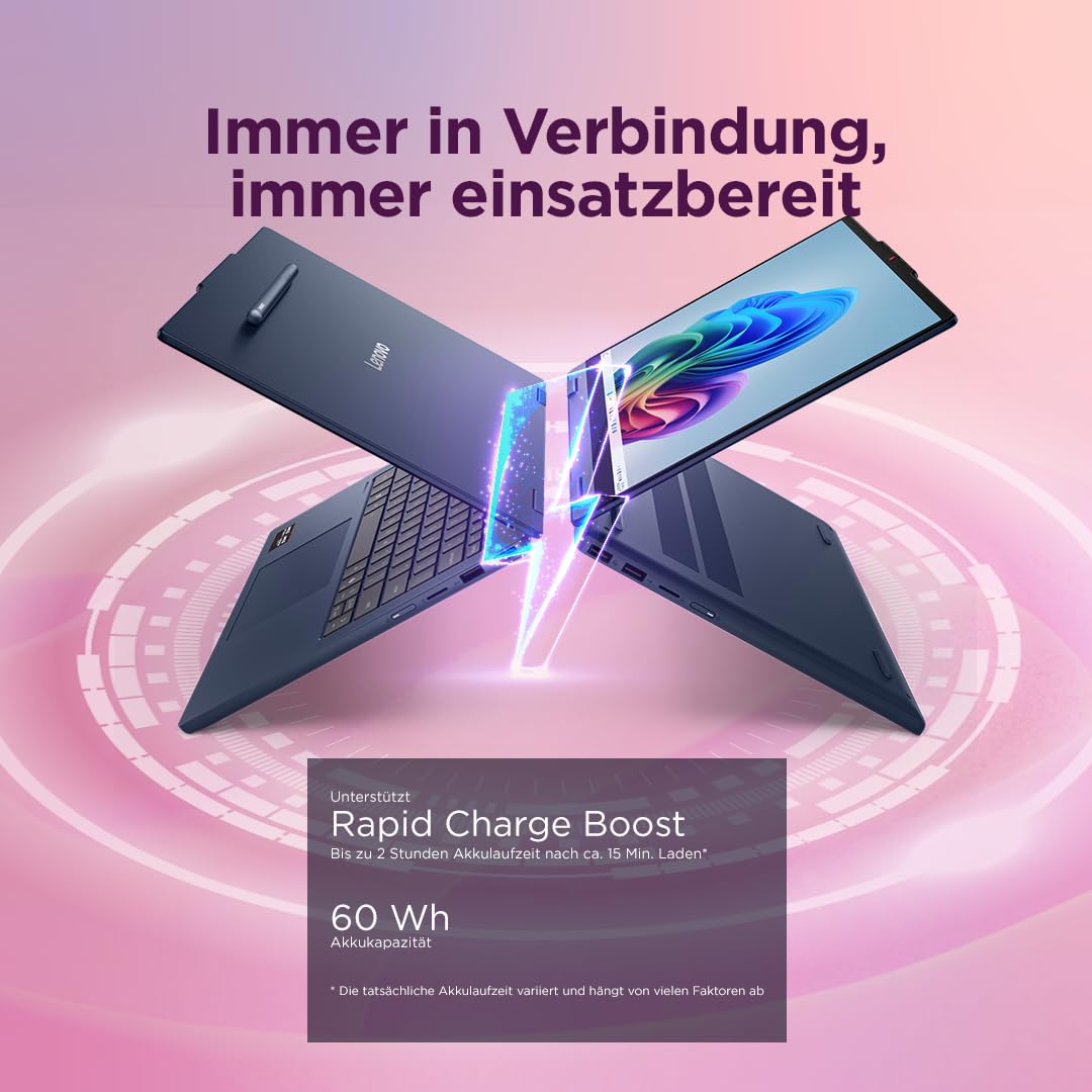 Lenovo IdeaPad 5 2in1 Laptop | 14" WUXGA Touch Display | AMD Ryzen 7 250 | 16GB RAM | 512GB SSD | AMD Radeon 780M | Windows 11 | QWERTZ | exkl. Farbe in Cosmic blau | 3 Monate Premium Care 6