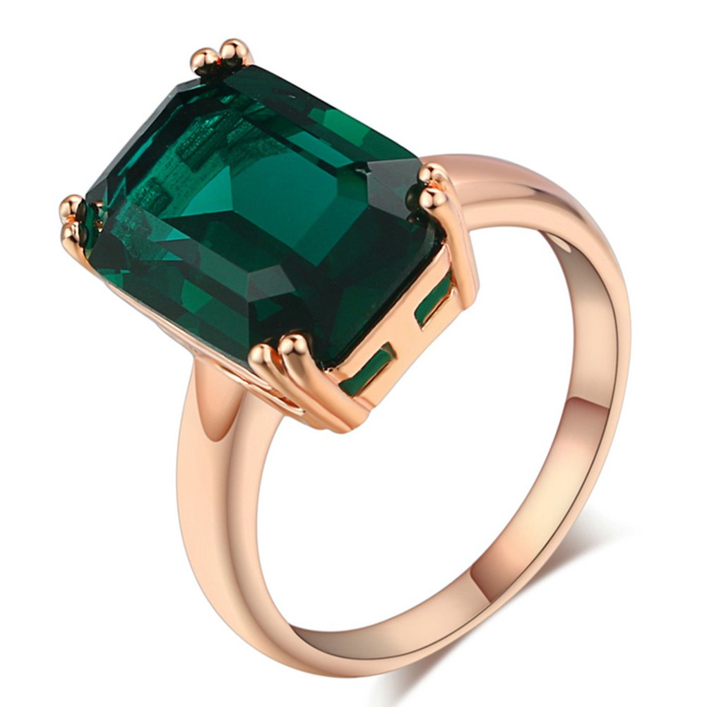 Buy LILILEO Jewelry Square Emerald Green Gem Rose Gold Ring for Women's