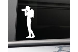 NASHVILLE DECALS Photographer Female Vinyl Decal Car Truck Bumper Window Sticker, 6" x 2.5", White