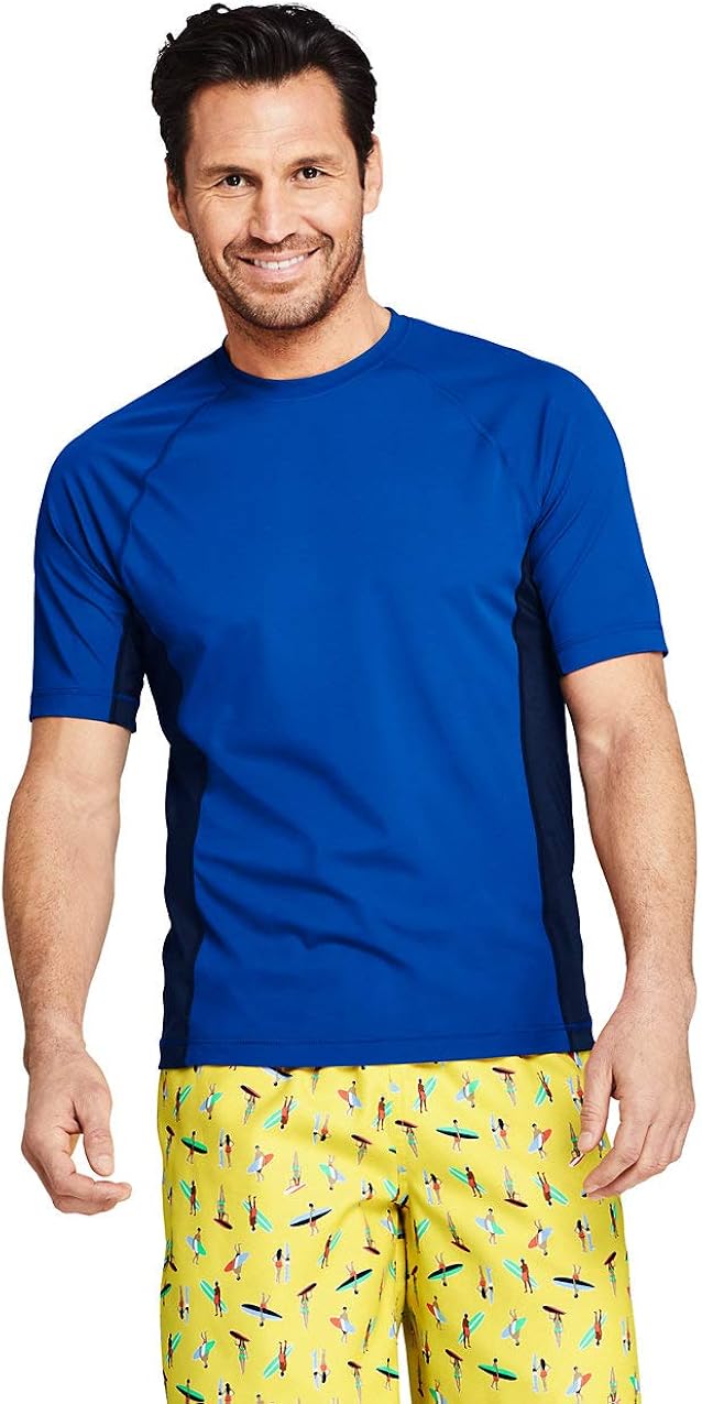 Lands End Mens Short Sleeve Swim Tee Rash Guard Rash Guards vcasstest Men