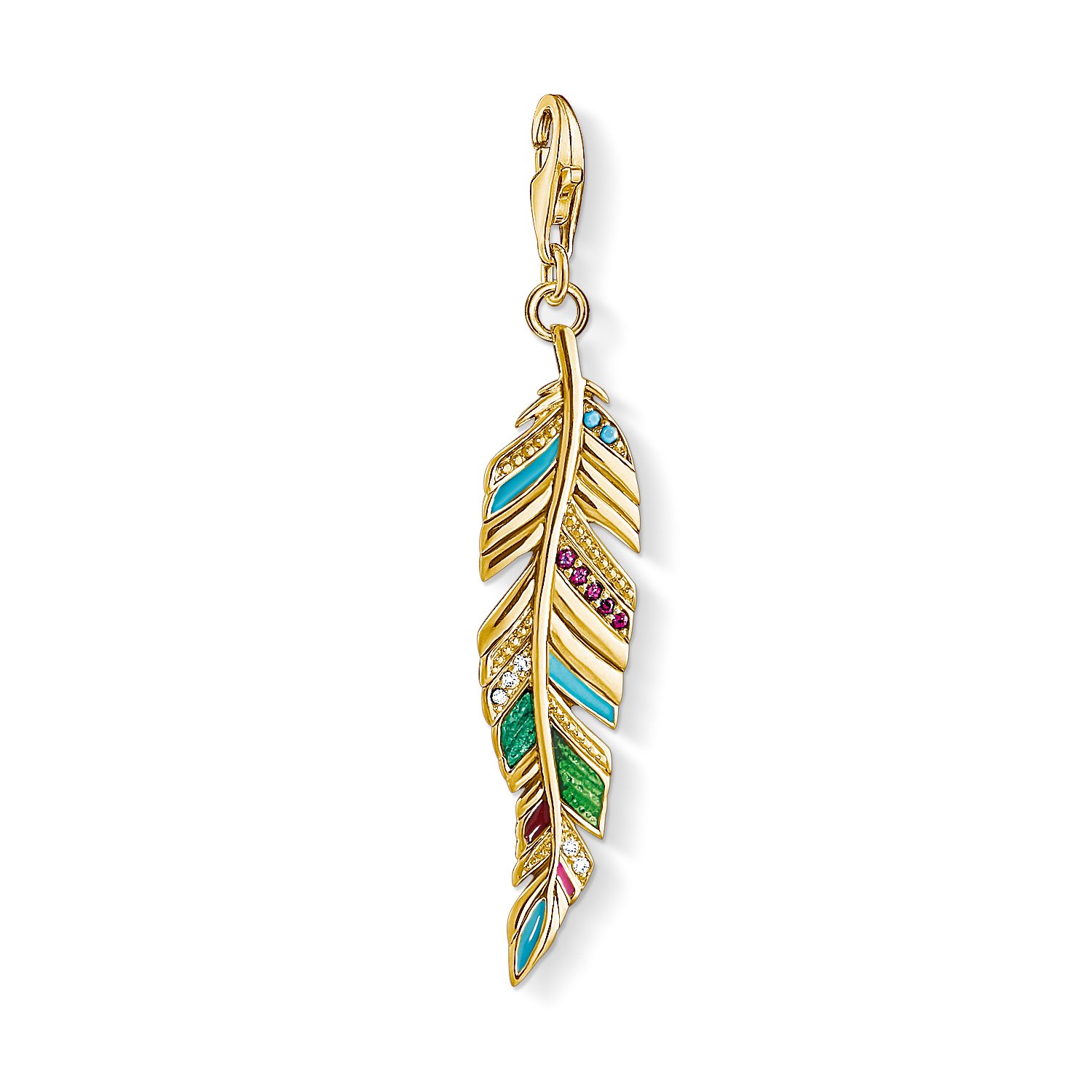 Thomas Sabo Women Charm Pendant Colourful Ethnic Feather 925 Sterling Silver Y0033-471-7
