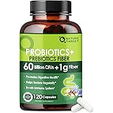 NATURE TARGET Prebiotic Fiber Supplement with 60 Billion Probiotics for Digestive Health - Prebiotics and Probiotics for Women & Men Regularity, Supports Occasional Constipation - 120 Veggie Capsules