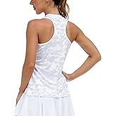MoFiz Women's Golf Tennis Polo Shirt Sleeveless 1/4 Zip Collarless Racerback Pickleball Tank Tops Quick Dry Athletic T-Shirt