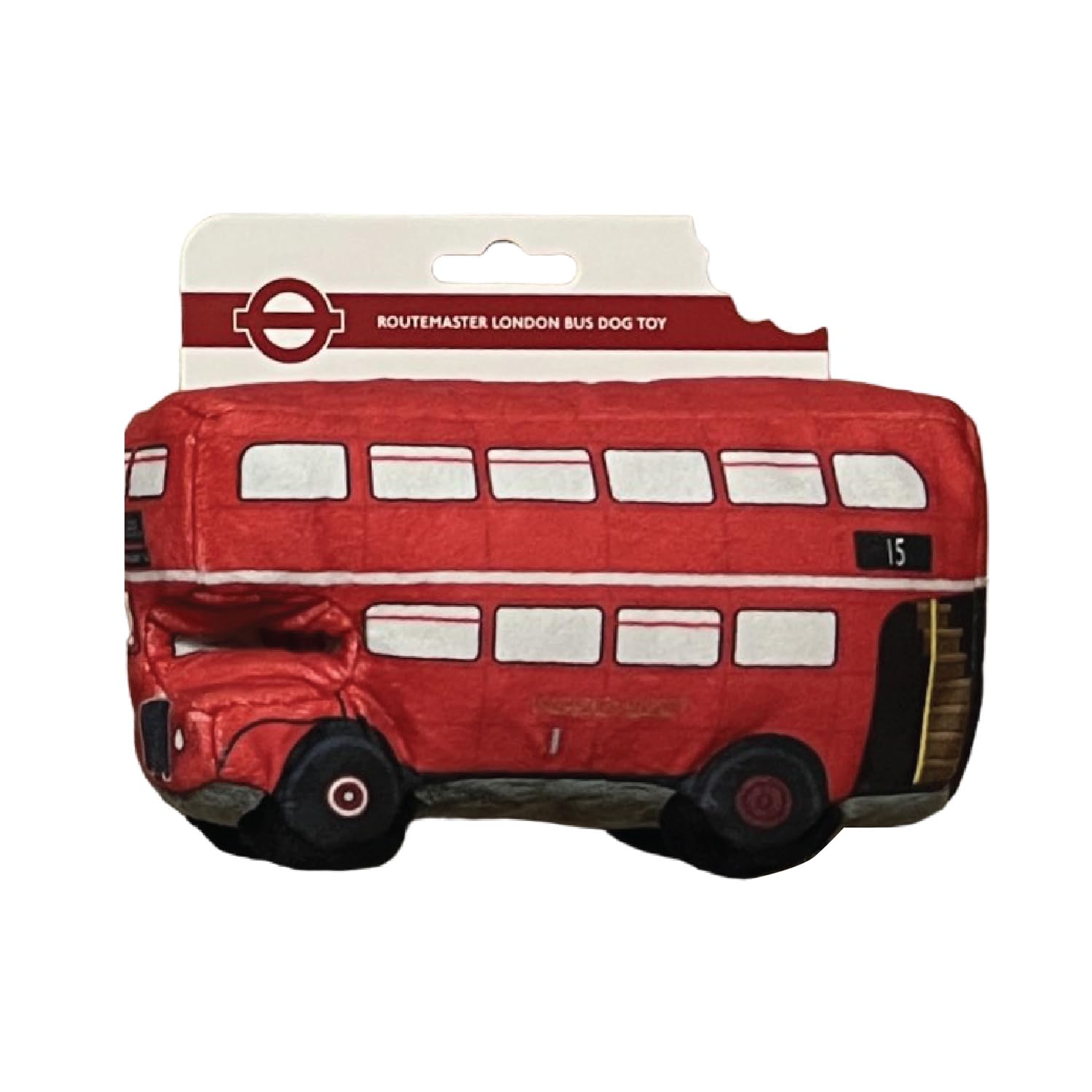Officially Licensed London Routemaster Bus Dog Toy - Cute Plush Pet Chew Toy with Crinkles and Squeaker
