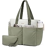 LOVEVOOK Puffer Tote Bag with 8 Pockets&Cosmetic Bag, Waterproof Work Bag for Women, Puffer Tote for Women Work, Travel, Gym