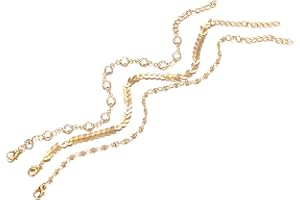 ink2055 3Pcs/Set Bohemian Women Rhinestone Fishbone Chain Anklet Foot Bracelet Jewelry,Ankle Bracelets for Women Teen Girls Beach Jewelry Gifts