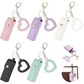 Xelsluthe Lipstick Holder for Purse, 5 PCS Lip Gloss Keychain Holder PU Leather Potable Lipstick-Holder for Purse Holders with Mirror Travel Storage Case Lipstick-Pouch for Perfume Women Girls Makeup