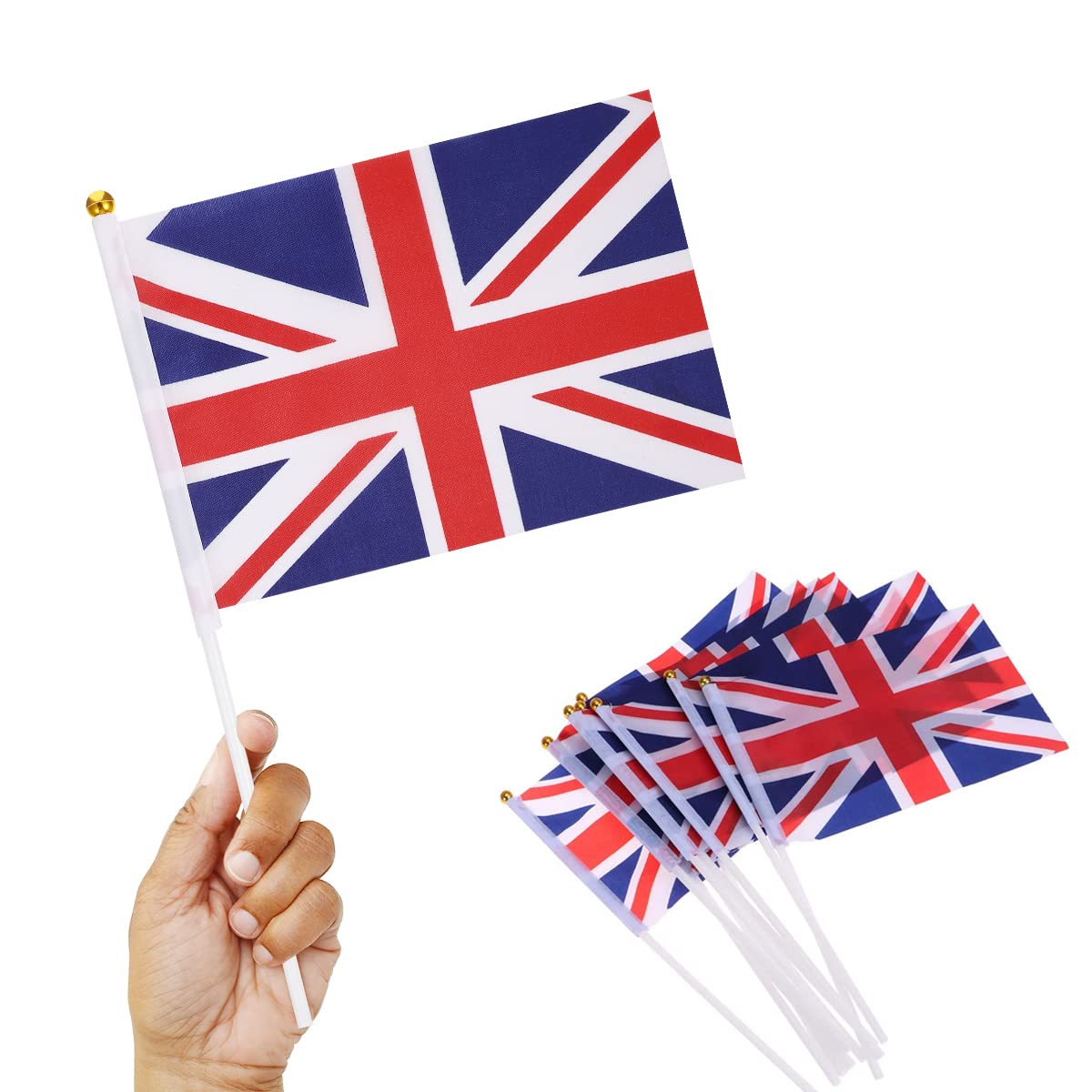 Union Jack Hand Waving Flag Royal UK GB Great Britain Flags Pack of 50,Blue