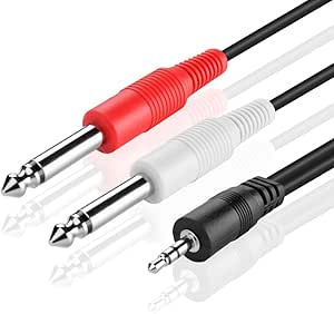 TNP Premium 3.5mm TRS to Dual 1/4 Inch TS Audio Cable (6FT) - Male 3.5mm 1/8" Stereo AUX Auxiliary to 6.35mm 1/4" Y Adapter Connector Wire Cord Plug Jack