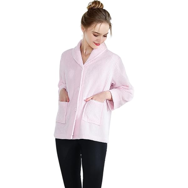 TowelSelections Women's Bed Jacket Zip Front Cardigan Fleece Robe