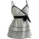 Verdusa Women's Polka Dots Tank Top Y2k Babydoll Tops Peplum Ruffle Tops