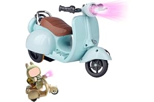 WNRTSA Scooter for Dolls Accessories, Cute Light-Up and Musical Seat with 360° Rotation, Cute Motorcycle for Dolls– Perfect for Doll Collectors, Batteries Not Included (Blue)