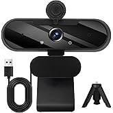MTORED USB HD 1080P Video Webcam and Wide Angle Camera with Built-in Microphone and Rotatable Tripod,for Laptop Computer or Desktop PC,Great for Live Streaming.Calls.Video Conferencing(Black)