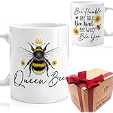 SUUURA-OO Queen Bee Coffee Mug Gifts for Bee Lover, Beekeeper Farmer Gift for Mom, Christmas Gifts for Women Wife Girlfriend Best Friend