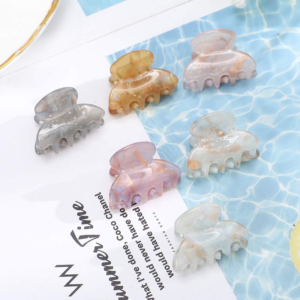 Claw Hair Clips Jaw Clamps - 12PCS Small Hair Claw Jaw Clamp for Thin Hair Styling Accessories Classic Hair Clamp for Women Girls (Sequins) : Beauty
