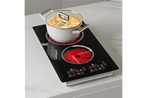 Argyolas 2000W 12 inch Electric Stove, 2 Burners Hot Plates for Cooking, Countertop Hotplate Double Elements Cooktop, 120V Ce