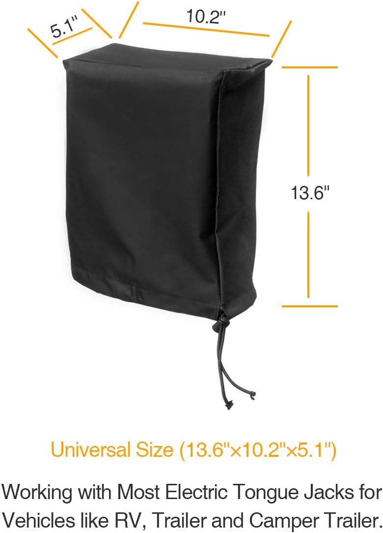 NORSMIC Electric Tongue Jack Cover, 600D Polyester Fabric Electric Tongue Jack Protective Cover for RV/Trailer/Camper Trailer Jacks (Universal Size 13.6’’×10.2’’×5.1’’ H xWxD): Automotive