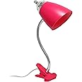 Simple Designs LD2001-PNK Flossy Flexible Gooseneck Desk Lamp Clip Light, for Desks, Nightstands, Reading, Pink