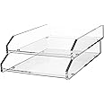 Kantek Clear Acrylic Double Letter Tray, 2 Tier Stackable Desk Organizer, Front loading, 10.6" x 13.9" x 4.8", Non-Skid Feet, Office Organizer, Desk Accessory