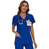 COZYFIT Scrub Tops for Woman - Soft Stretch, V-Neck Top Scrubs with 3 Pockets, Easy Care for Women