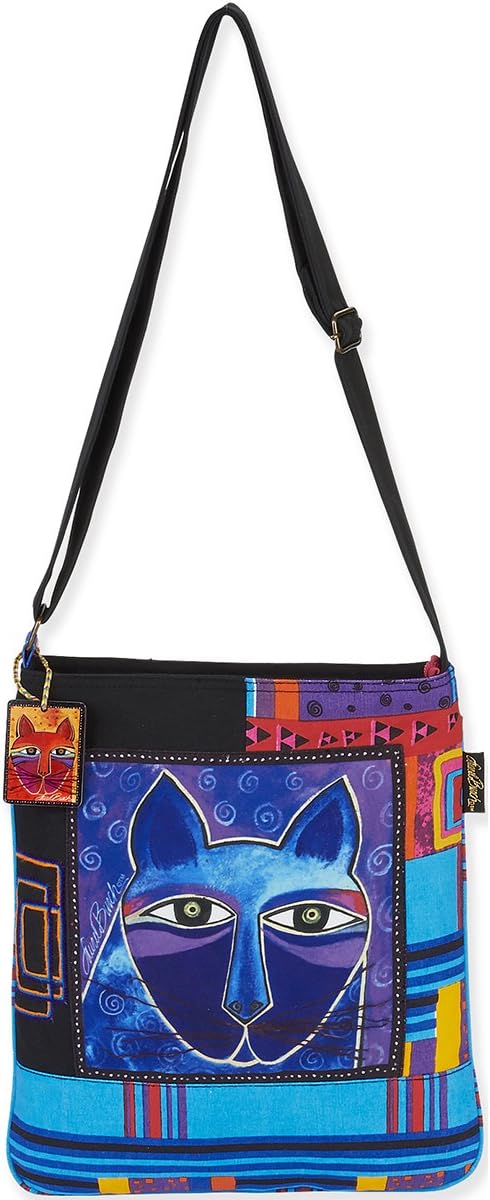 Laurel Burch Crossbody Bag, 13 by 14-inch, Whiskered Cats