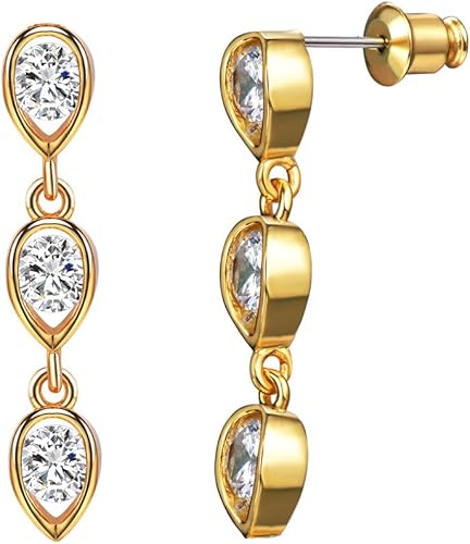 Amazon Suplight しずく ピアス ゴールド レディース ジルコニア 揺れるピアス K18金 パーティー アクセサリー 人気 安い ピアス 通販