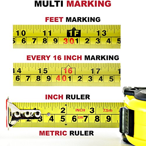 Measuring Tape Measure By Kutir EASY TO READ 25 Foot BOTH SIDE DUAL