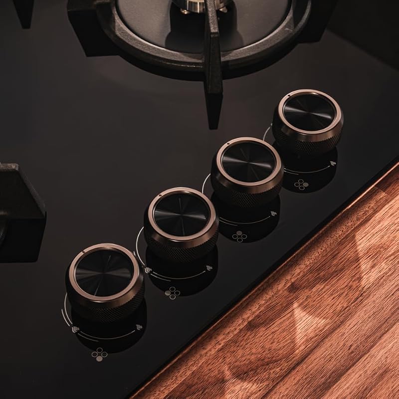Gaskochfeld Bolero Squad GN 4200S Glass Black, 4 Brenner, 8 kW Leistung, Schwarzes Glas, WOK Triplekorona, Gusseisen Einzelgitter, Elektronische Zündung, Sicherheitsventil und GLP-Umrüstung