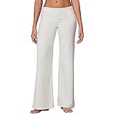 Suagox Fold Over Yoga Pants for Women Low Rise Flare Leg Sweatpants Y2k Bell Bottom Stretchy Loose Gym Lounge Leggings